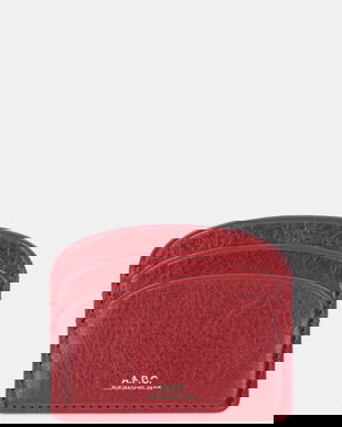 A.P.C. carcasă din piele porte-cartes demi-lune culoarea rosu, PXCCK.F63270