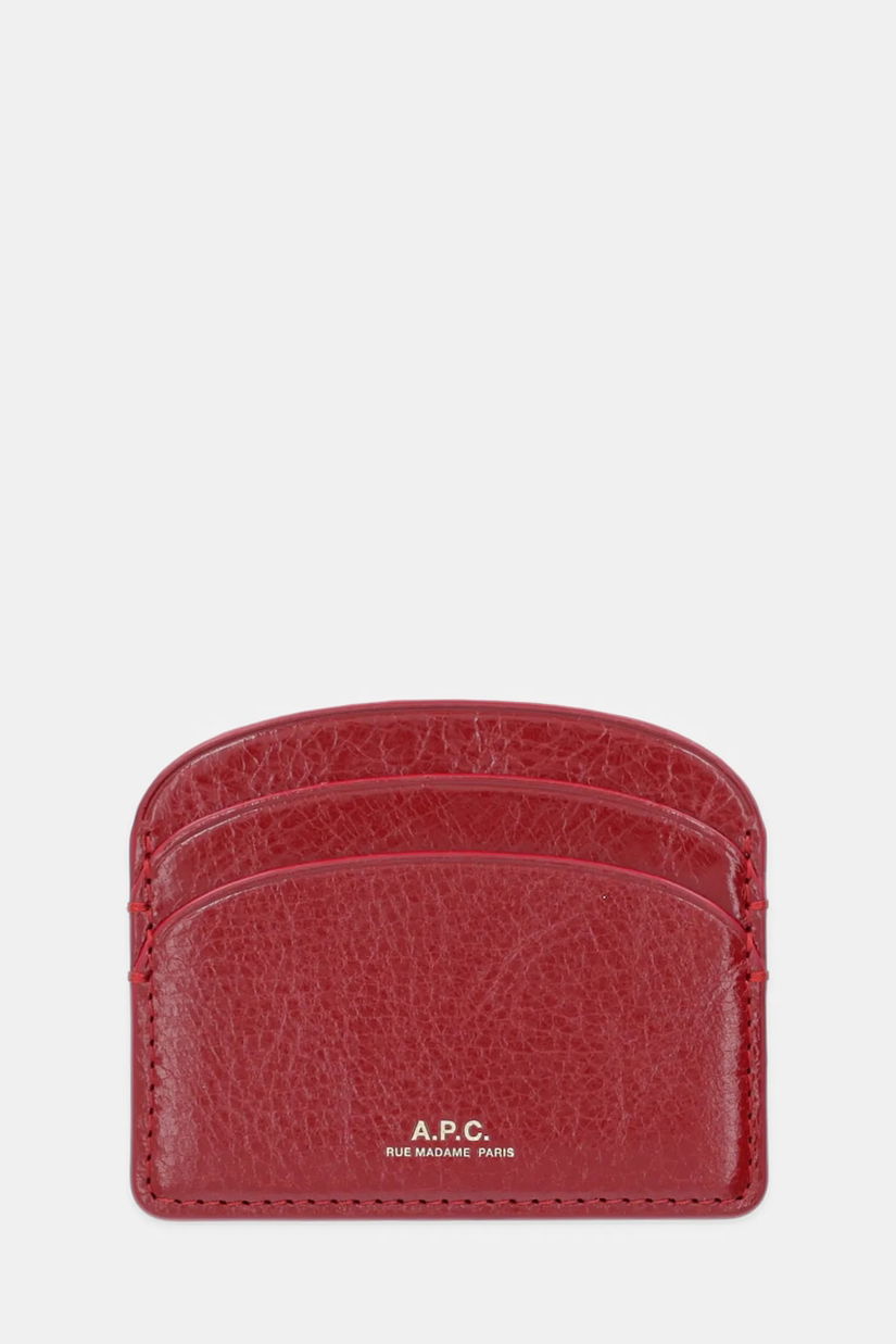 A.P.C. carcasă din piele porte-cartes demi-lune culoarea rosu, PXCCK.F63270