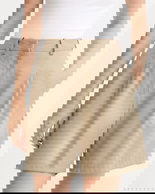 IRO pantaloni scurți din lână culoarea verde, uni, high waist, WP30SOLENNE