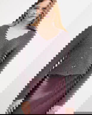 OUI cardigan de lână culoarea gri, light, 94143