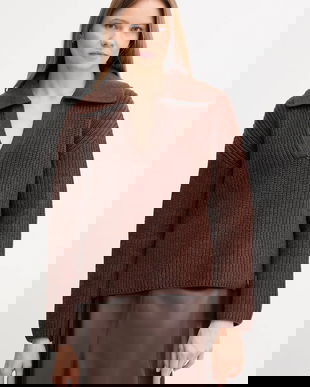 Barbour pulover din amestec de lână ROBYN culoarea maro, călduros, LKN1675