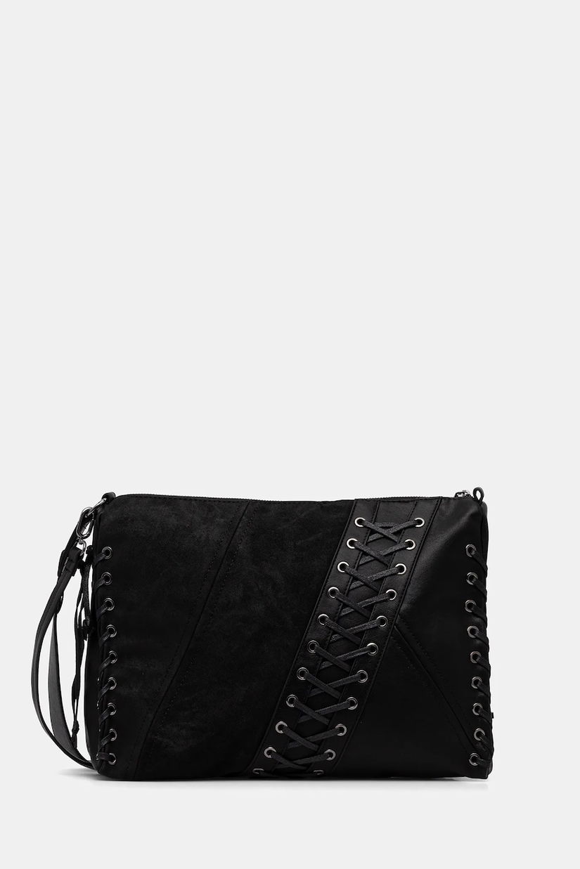 Desigual poșetă TANGO BLACK PATCH LEI culoarea negru, 25WAXP79