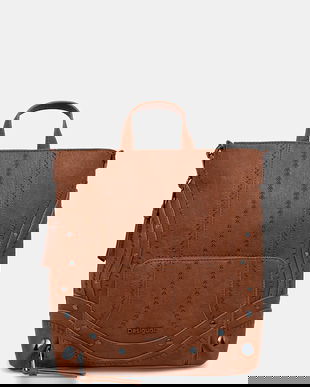 Desigual rucsac EMBRO PATCH PRETORIA culoarea maro, mic, uni, 25WAKP23