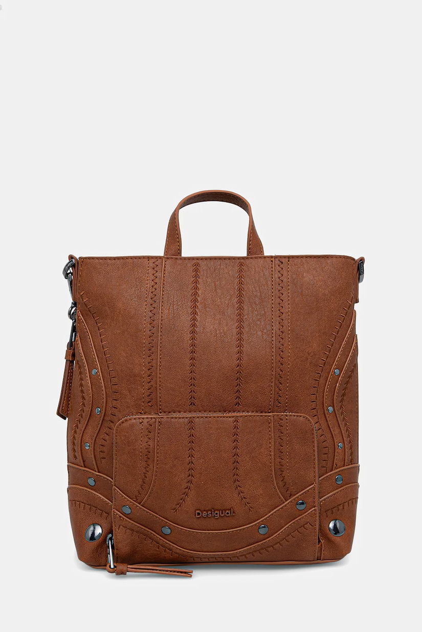 Desigual rucsac EMBRO PATCH PRETORIA culoarea maro, mic, uni, 25WAKP23