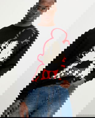 Desigual pulover SWINDON MICKEY culoarea negru, 25WMJF05