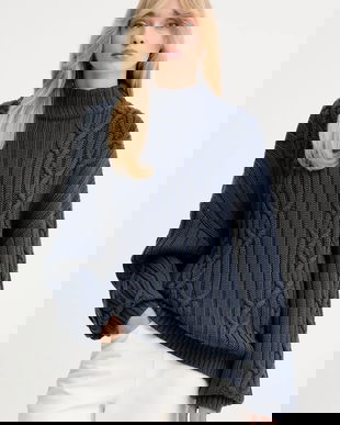 IRO pulover de lână culoarea bleumarin, călduros, cu turtleneck, WP12NOVANI