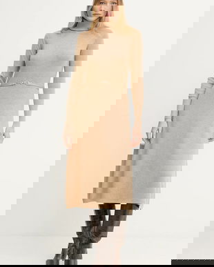 Fracomina rochie cu lână culoarea bej, midi, evazați, FR25WD5004K459Q7