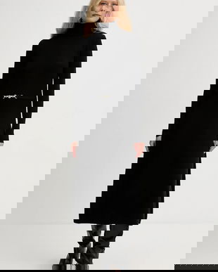 Fracomina rochie cu lână culoarea negru, midi, evazați, FR25WD5004K459Q7