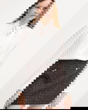 Gaudi rochie din lână culoarea maro, mini, mulată, 521FD15006