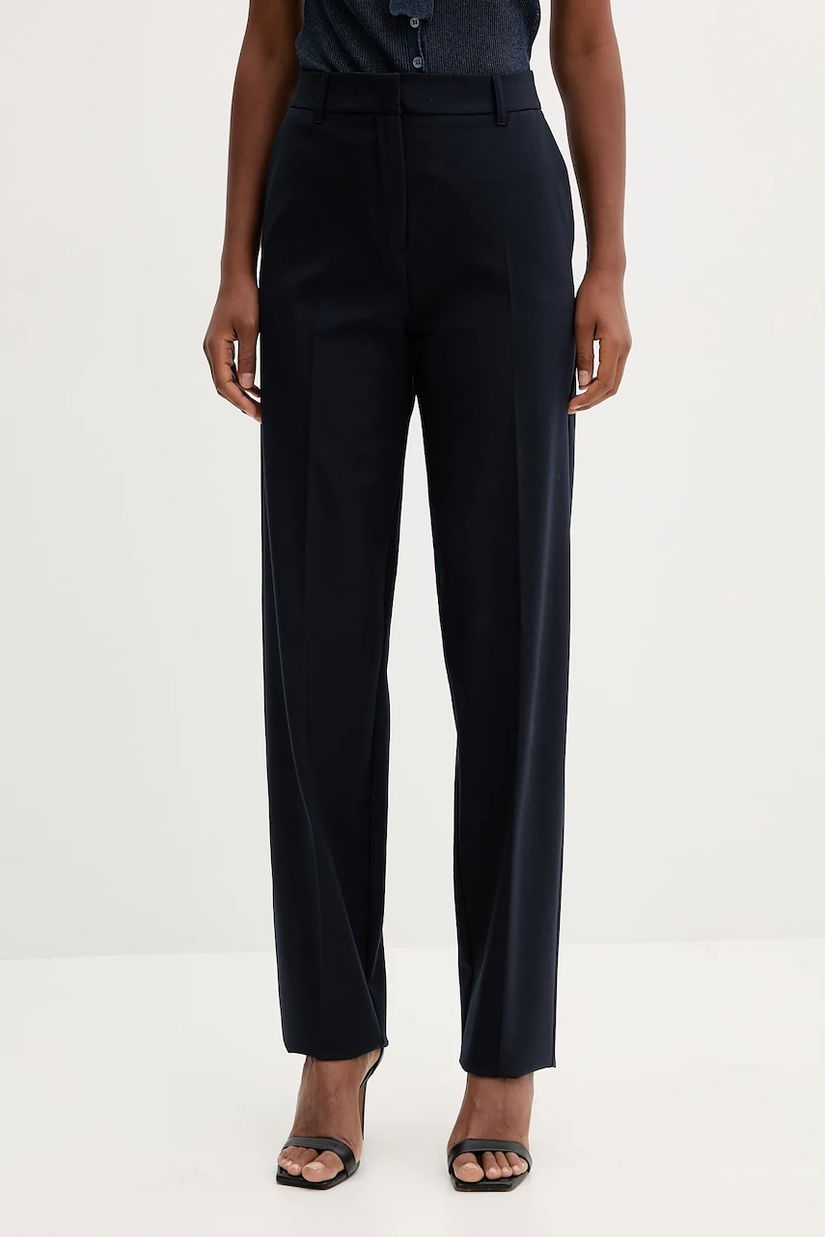 Marella pantaloni din lână culoarea bleumarin, fason țigaretă, high waist, 2523136054200