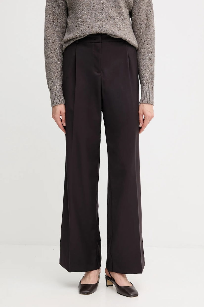 Gaudi pantaloni culoarea maro, drept, high waist, 521FD25020