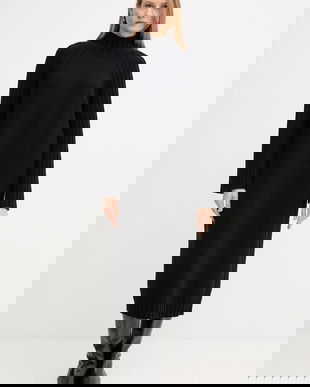 Barbour rochie din lână VERA culoarea negru, midi, drept, LDR0940