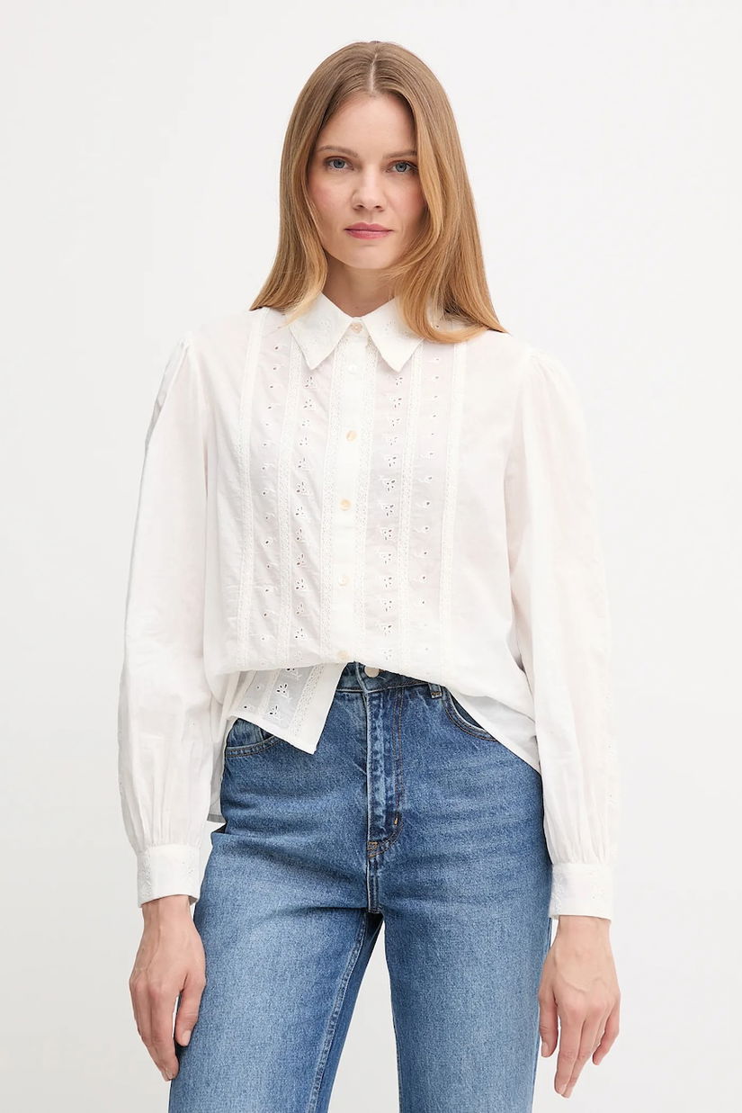 Hoss Intropia cămașă din bumbac culoarea alb, cu guler clasic, regular, 6282672