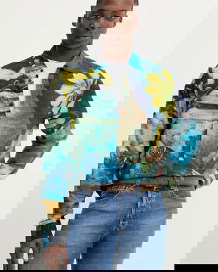 Desigual cămașă JULIO culoarea bleumarin, cu guler clasic, regular, 25WMCW17