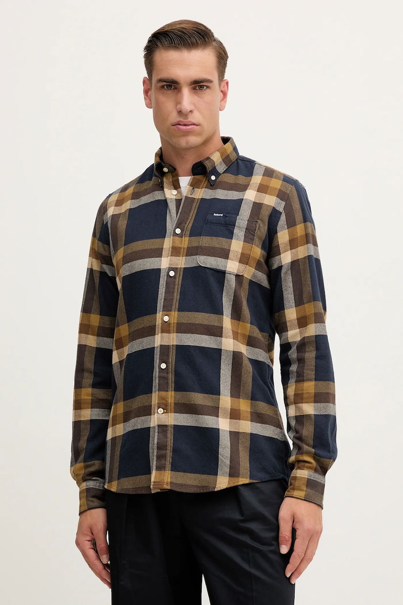 Barbour cămașă din bumbac FOLLEY culoarea bleumarin, cu guler button-down, regular, MSH5364