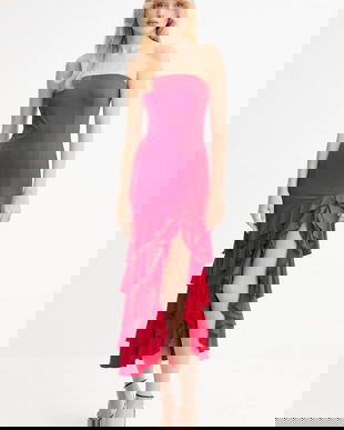 Bardot rochie culoarea rosu, mini, evazați, 60029DB