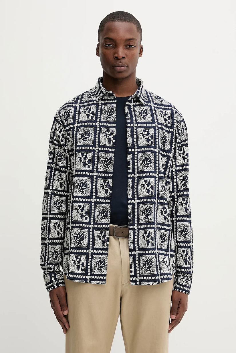 Desigual cămașă din bumbac JACK culoarea bleumarin, cu guler clasic, relaxed, 25WMCW25