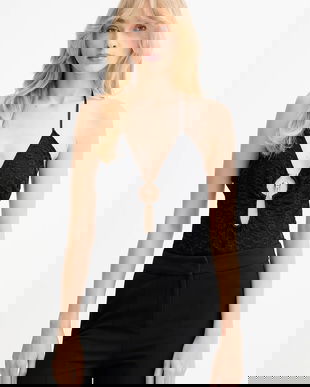 Bardot body culoarea negru, uni, 59940TB