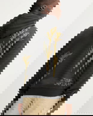 Desigual hanorac de bumbac MANILA culoarea negru, cu glugă, cu imprimeu, 25WMSK12