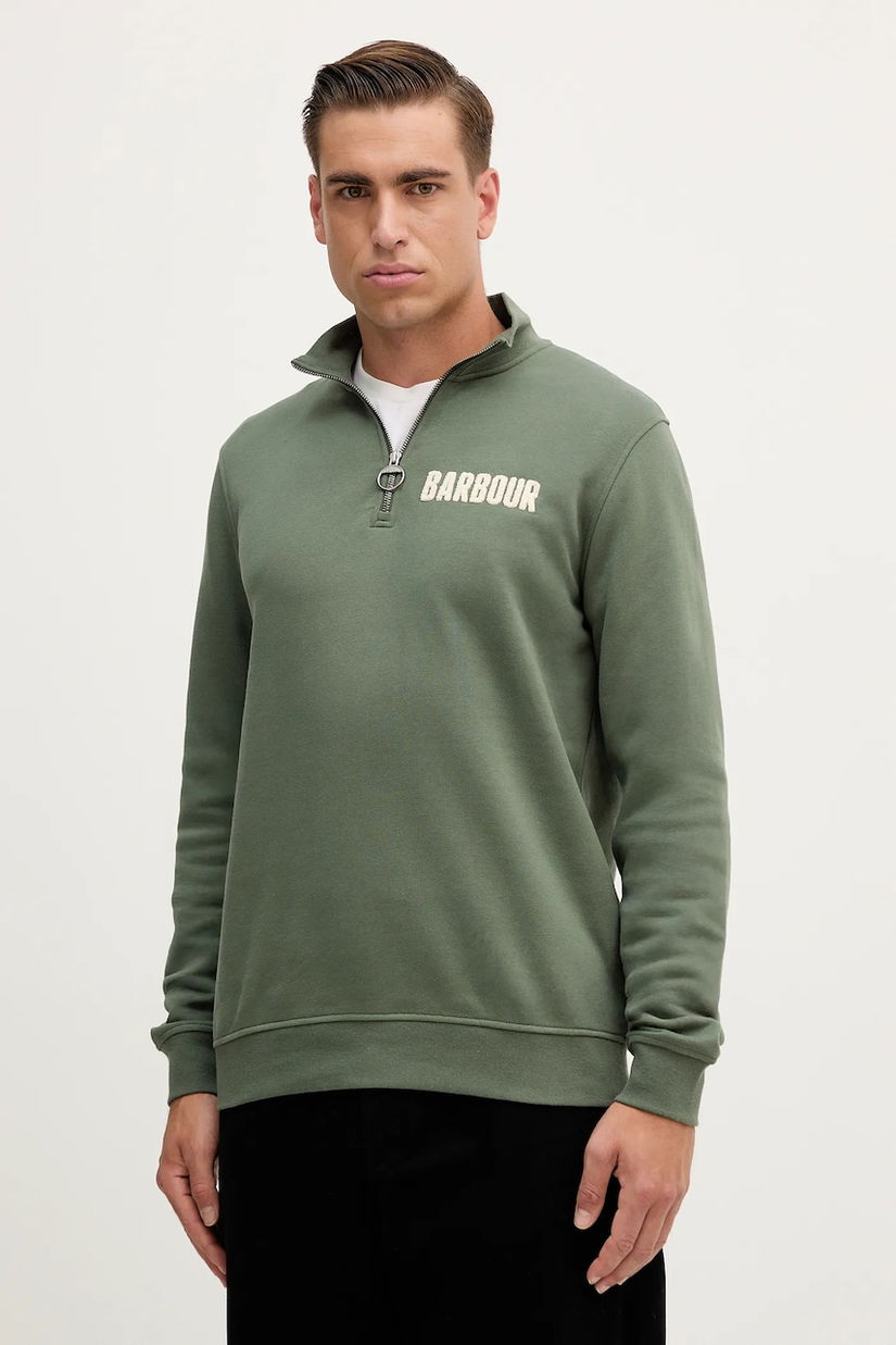 Barbour hanorac de bumbac culoarea verde, cu imprimeu, MOL0640