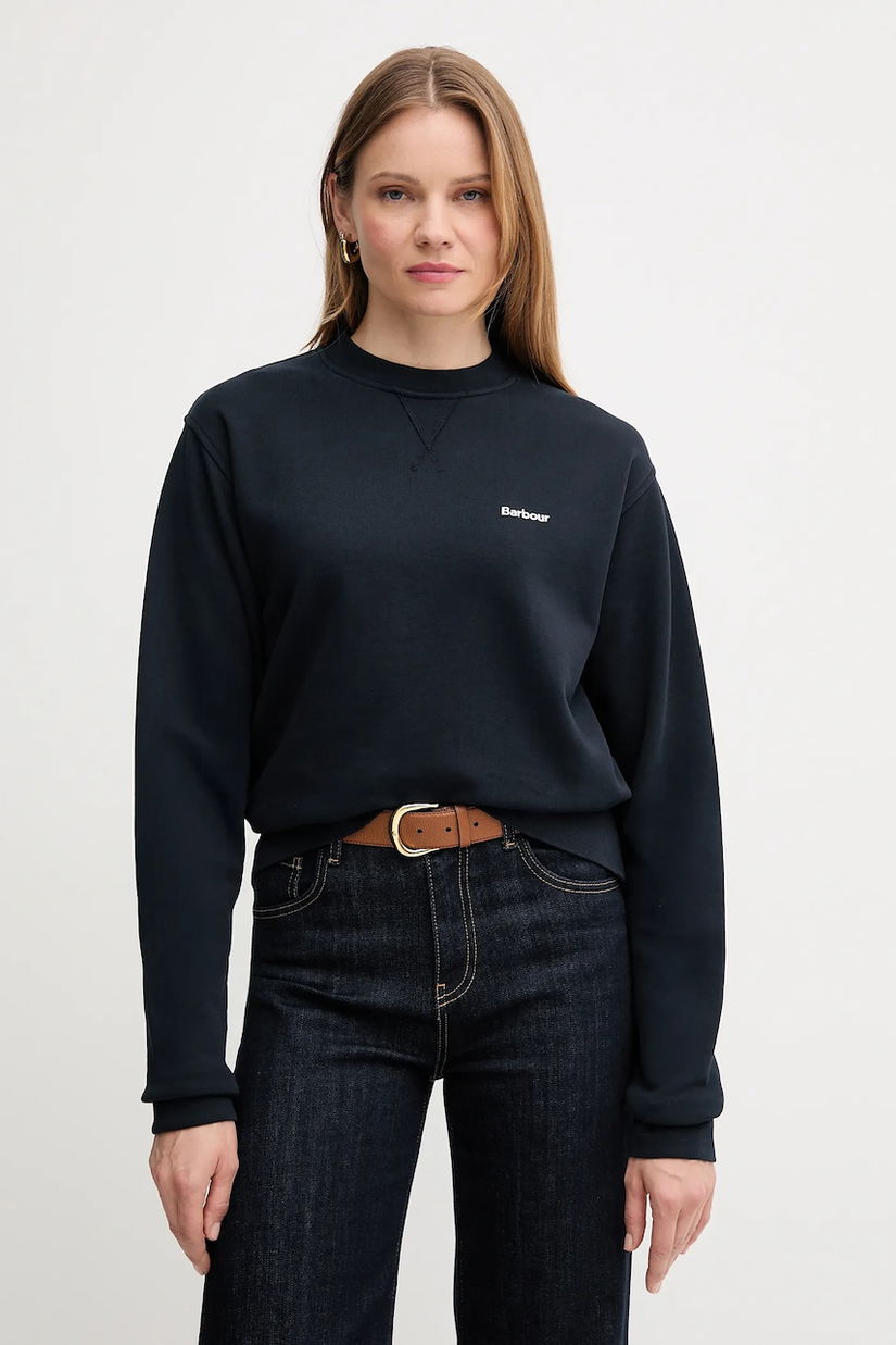 Barbour hanorac de bumbac culoarea bleumarin, uni, LOL0623