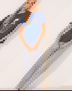 women'secret set de pijama de bumbac culoarea bleumarin, 3132107