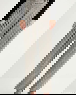 Marella pantaloni culoarea bej, lat, high waist, 2523136021200