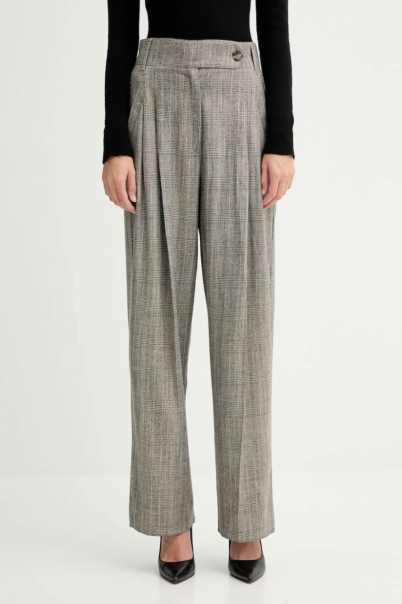 Marella pantaloni culoarea bej, lat, high waist, 2523136021200