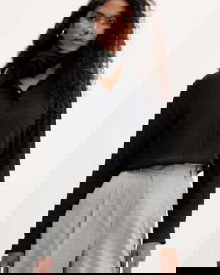 Marella cămașă cu mătase culoarea negru, cu guler clasic, relaxed, 2523116071200