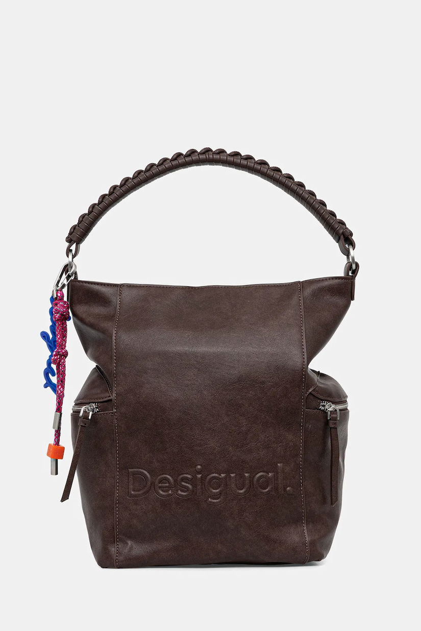 Desigual poșetă HALF LOGO ARICA culoarea maro, 25WAKP29