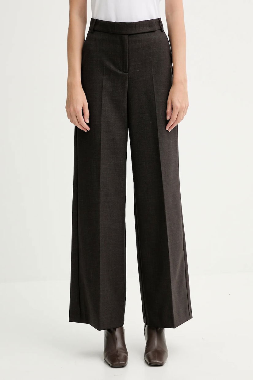 MAX&Co. pantaloni din lână culoarea maro, lat, high waist, 2526136022200