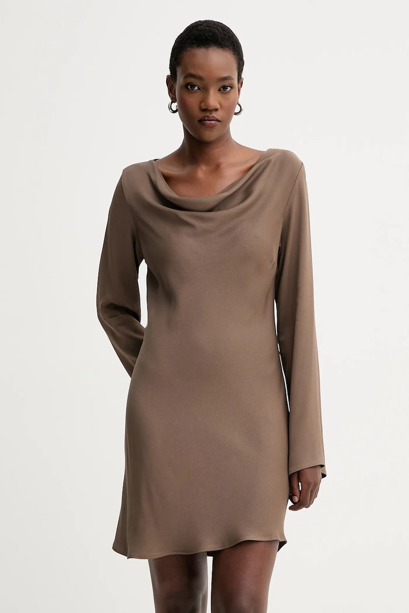 American Vintage rochie culoarea maro, mini, drept, TIDI14A