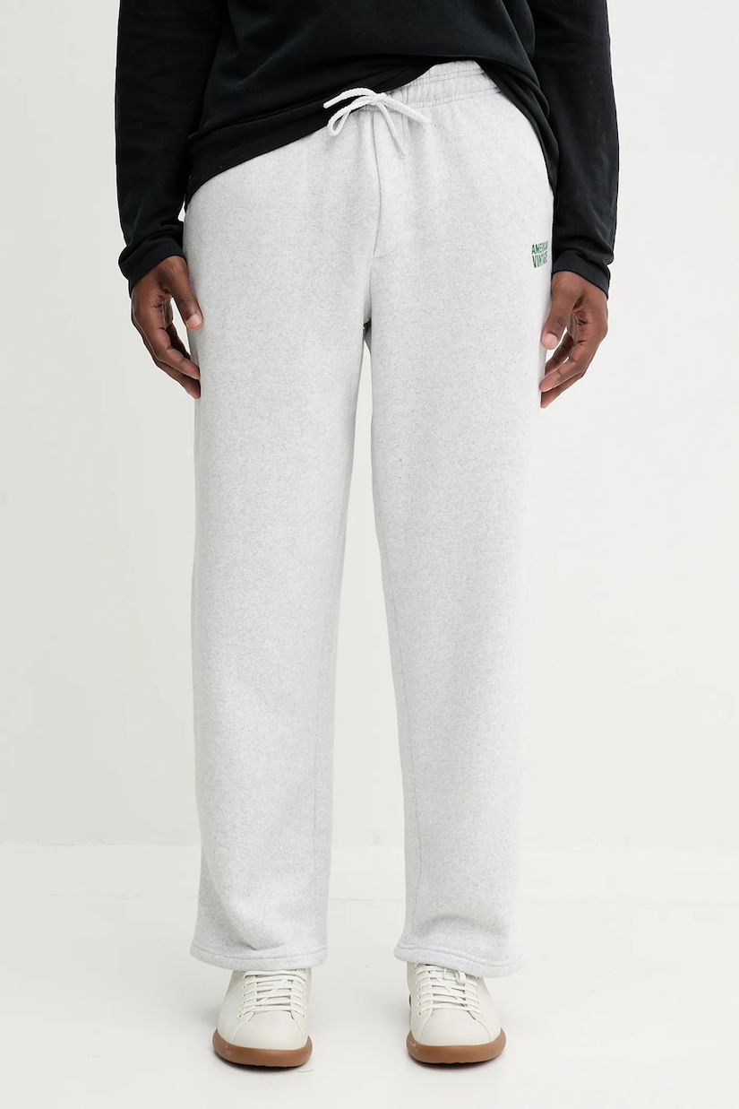 American Vintage pantaloni de trening culoarea gri, melanj, MBAP05A