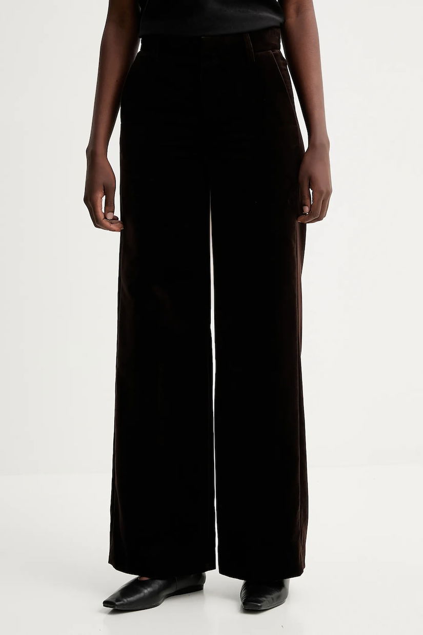 ZADIG&VOLTAIRE pantaloni de catifea culoarea maro, drept, high waist, WWPA01868