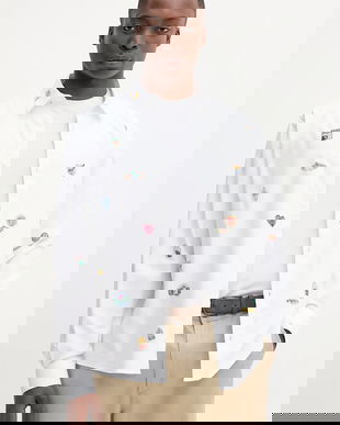 Desigual cămașă din bumbac SAOPAOLO culoarea alb, cu guler clasic, relaxed, 25WMCW11