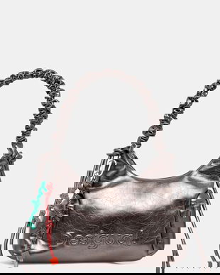 Desigual poșetă HALF LOGO MONTVILLE DARK SI culoarea argintiu, 25WAXPAS