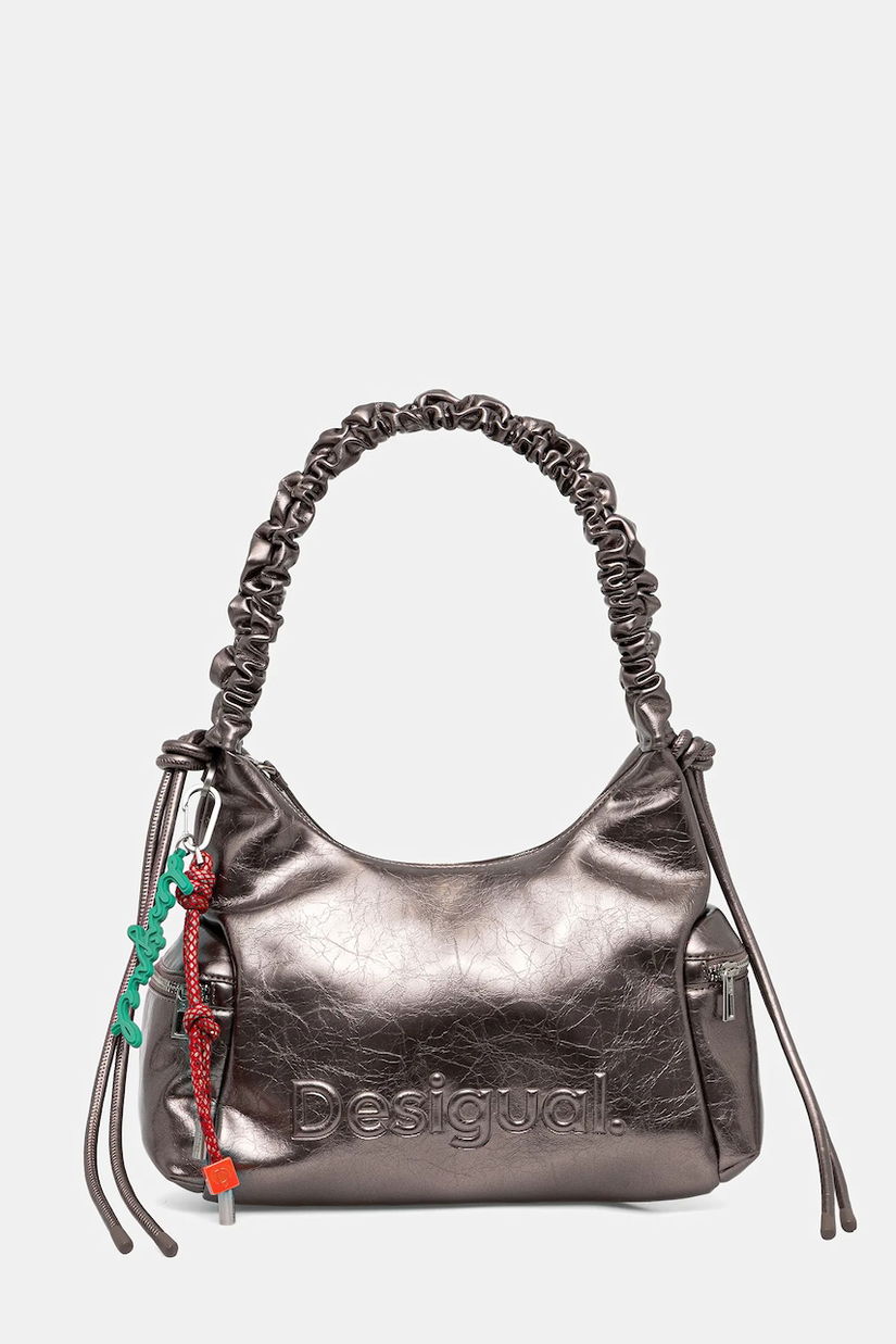 Desigual poșetă HALF LOGO MONTVILLE DARK SI culoarea argintiu, 25WAXPAS