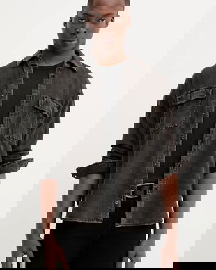 Rag & Bone cămașă jeans culoarea maro, cu guler clasic, regular, RX0825FSUBB