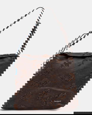 Desigual poșetă STENCIL FLOCADO culoarea maro, 25WAKP16