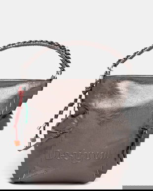 Desigual poșetă HALF LOGO ARICA DARK SILVE culoarea argintiu, 25WAKP28