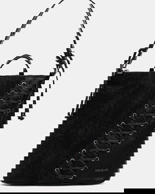 Desigual rucsac BLACK PATCH TANGO P culoarea negru, mic, cu imprimeu, 25WAKP12