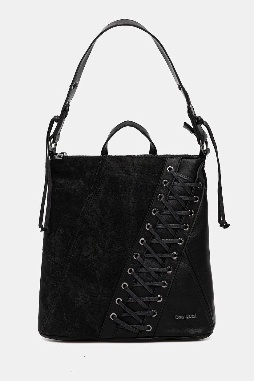 Desigual rucsac BLACK PATCH TANGO P culoarea negru, mic, cu imprimeu, 25WAKP12