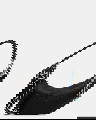 Desigual poșetă HALF LOGO ZANTE BLACK culoarea negru, 25WAXP52