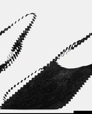 Desigual poșetă ROMEO FLORAL TOTAL BL culoarea negru, 25WAXP40