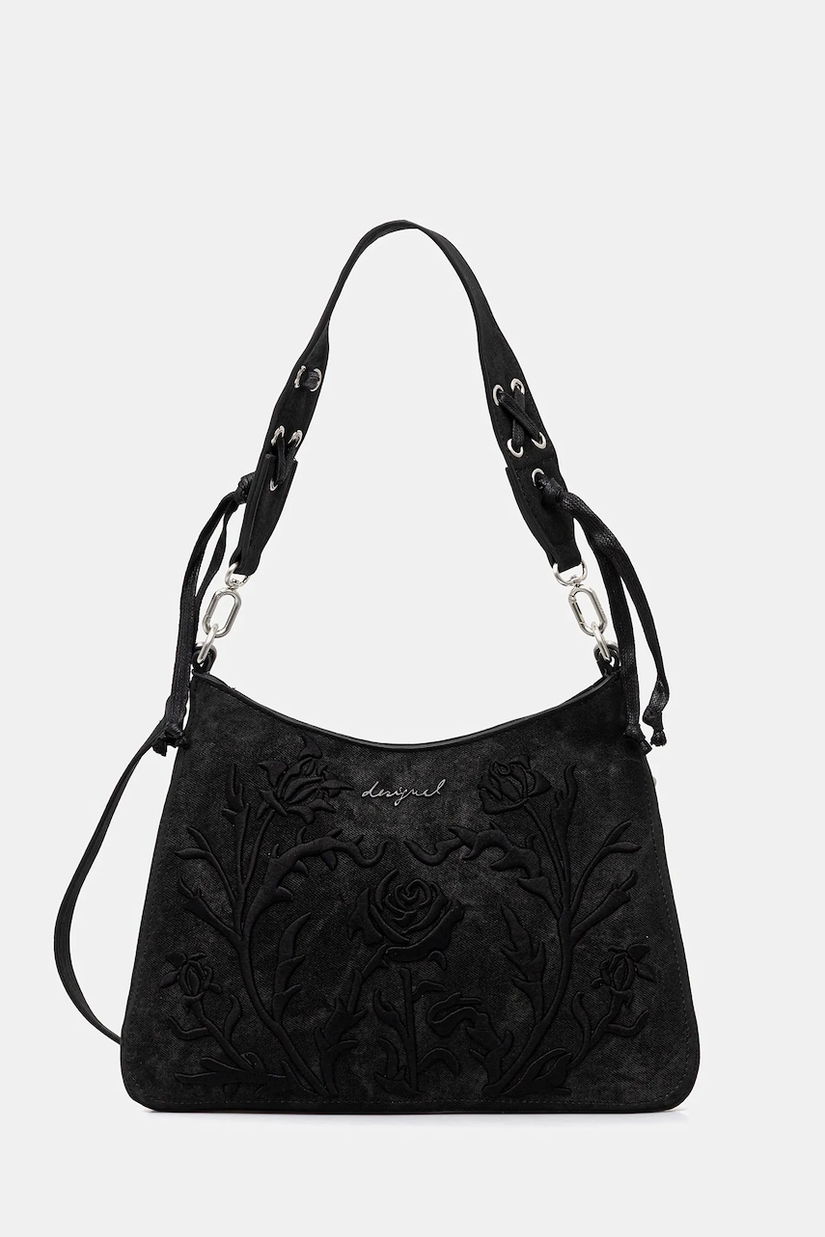 Desigual poșetă ROMEO FLORAL TOTAL BL culoarea negru, 25WAXP40