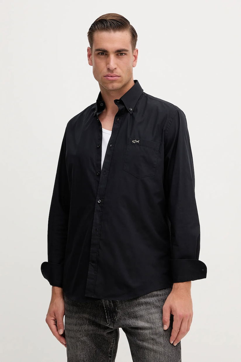 Paul&Shark cămașă din bumbac culoarea negru, cu guler button-down, regular, 15313316