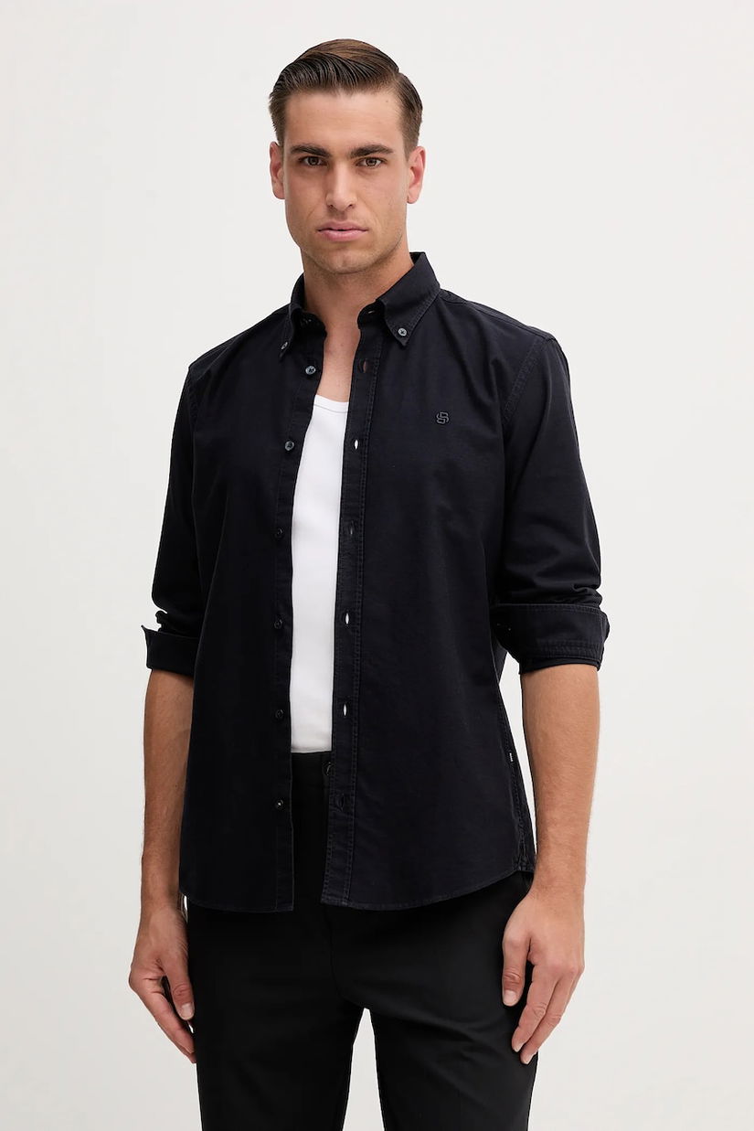 BOSS cămașă din bumbac culoarea bleumarin, cu guler button-down, regular, 50544917