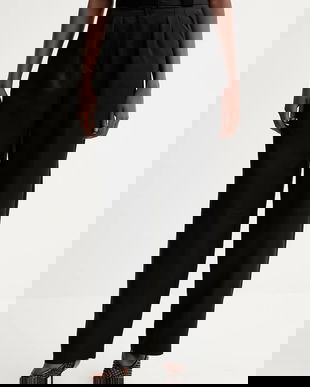 IRO pantaloni culoarea negru, lat, high waist, WP23DANNY