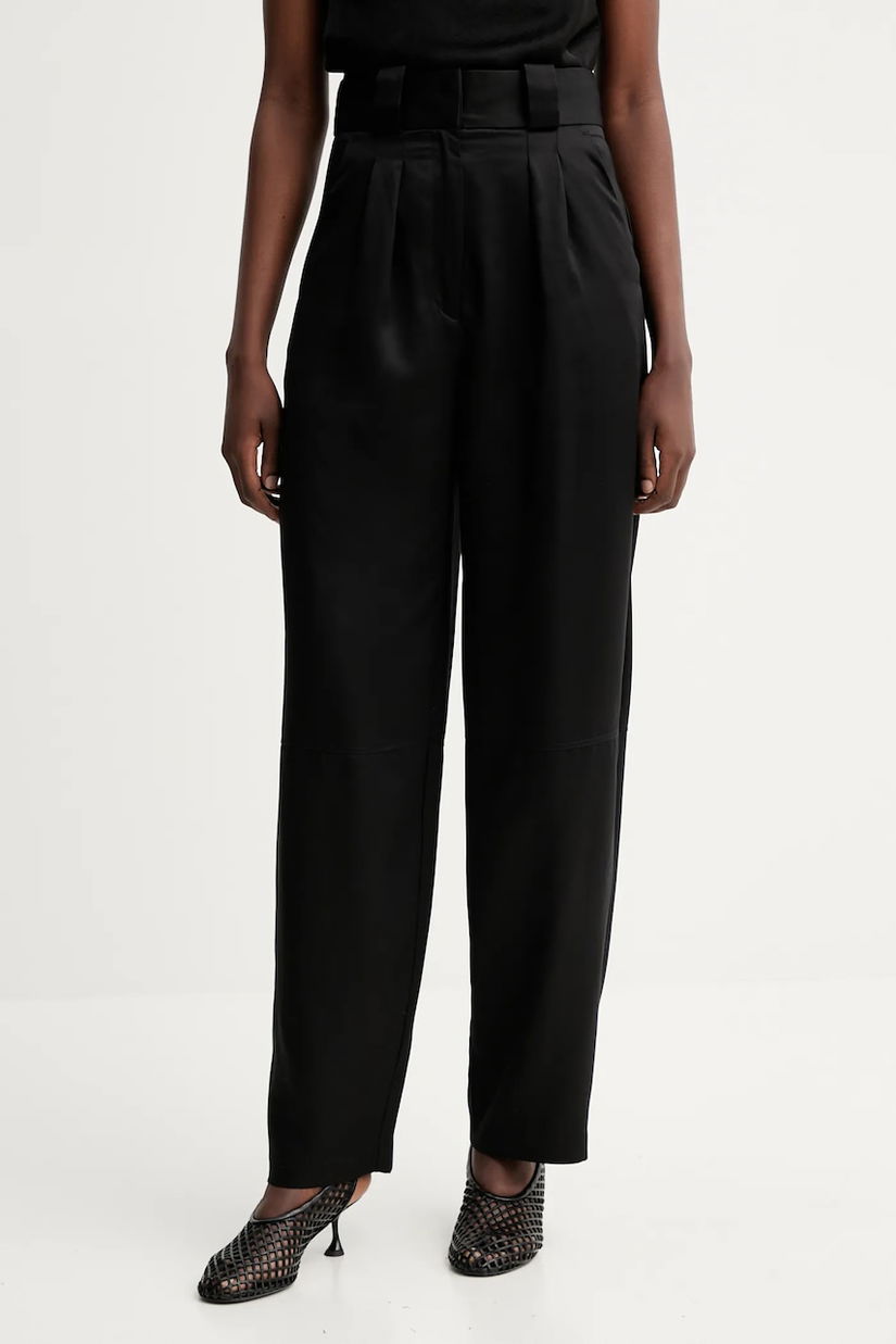IRO pantaloni culoarea negru, lat, high waist, WP23DANNY