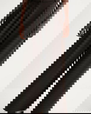 Sessun pantaloni culoarea maro, lat, high waist, 24107024